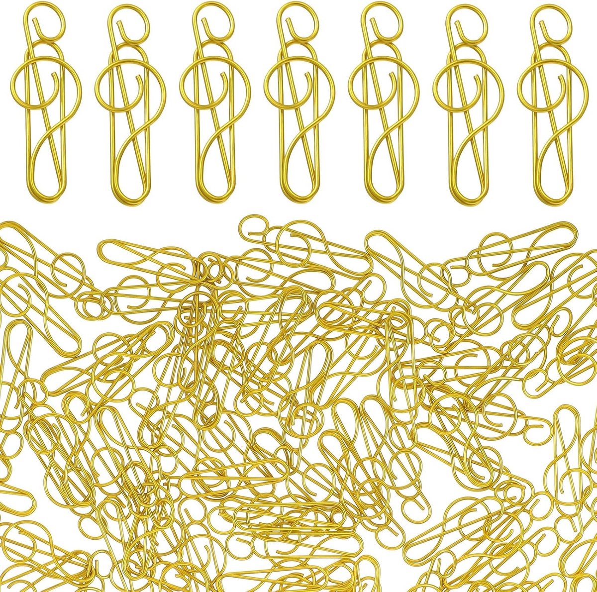 Set van 100 Gouden Paperclips met Muzikale Noten - Ideaal voor Kantoor, School en Organisatie van Documenten, Notities en Bladwijzers