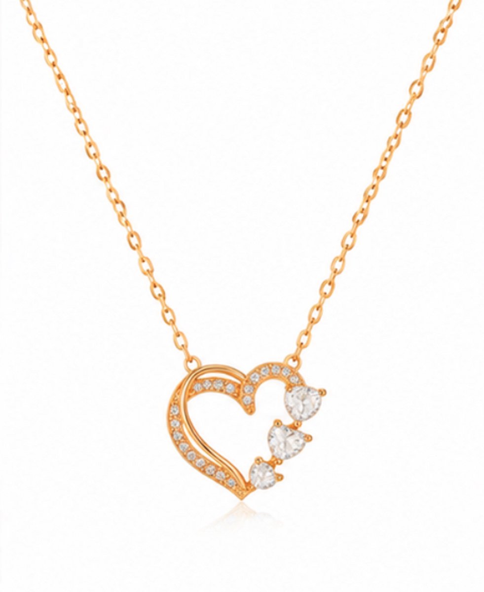 Luxe ketting - verguld - Stijlvolle ketting - Roestvrijstalen - hart hanger ketting -Cadeau Voor Vrouwen- cadeau -Valentijn - Liefde - Verrassing