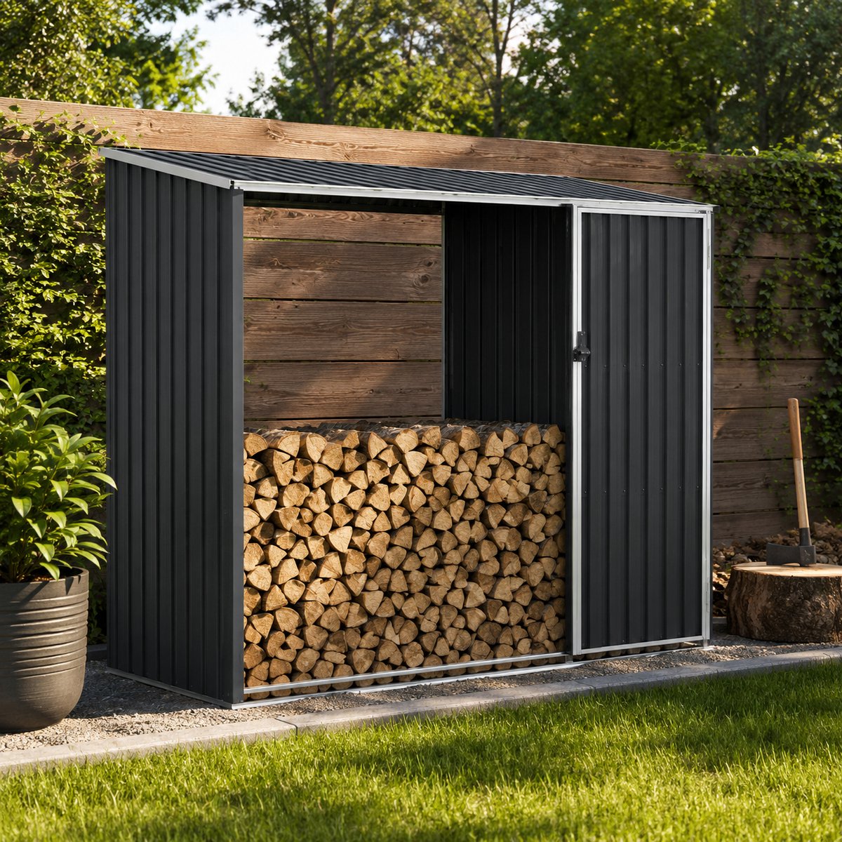 Parasha Nova Tuinkast - Tuin opbergkast - 245x98x159 cm Gegalvaniseerd Staal, Zonder Vloer Buitenopslag