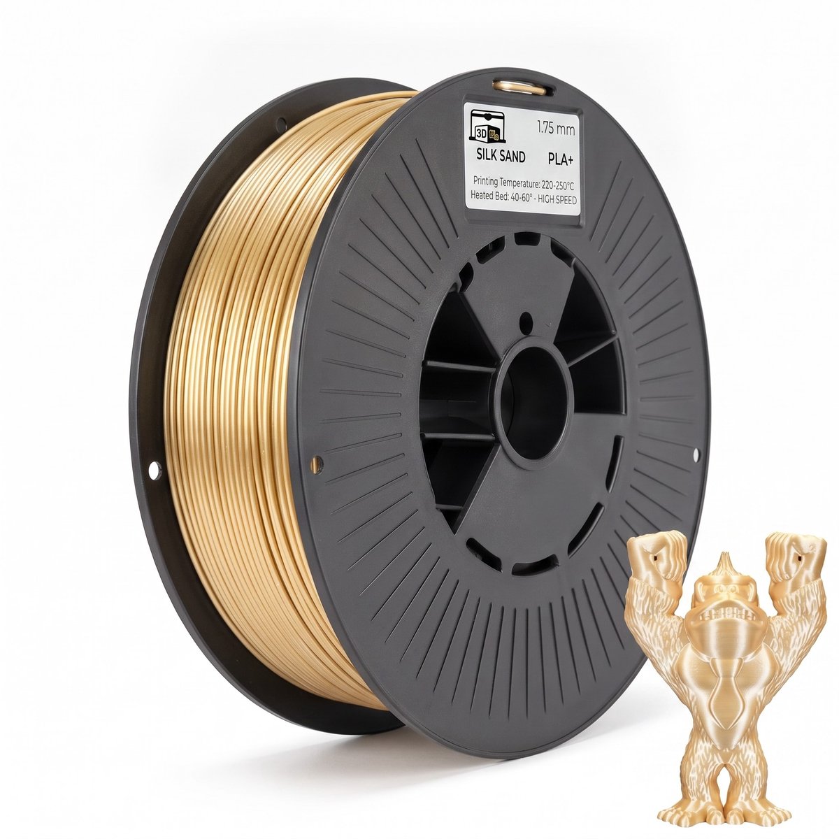 3Dvoordeel.nl PLA Silk Sand Filament – Zijdezachte Glans en Een Luxe Uitstraling -Hoge Kwaliteit en Duurzaam - Compatibel met Creality, Bambu Lab, Esun en Andere 3D Printers - Perfect voor 3D Printen van Prototypes, Modellen en Accessoires