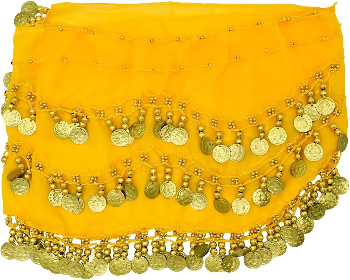Elegante heupdoek voor buikdansen met 128 gouden munten - Dansaccessoire voor vrouwen en meisjes, ideaal voor buikdans kostuums en danslessen