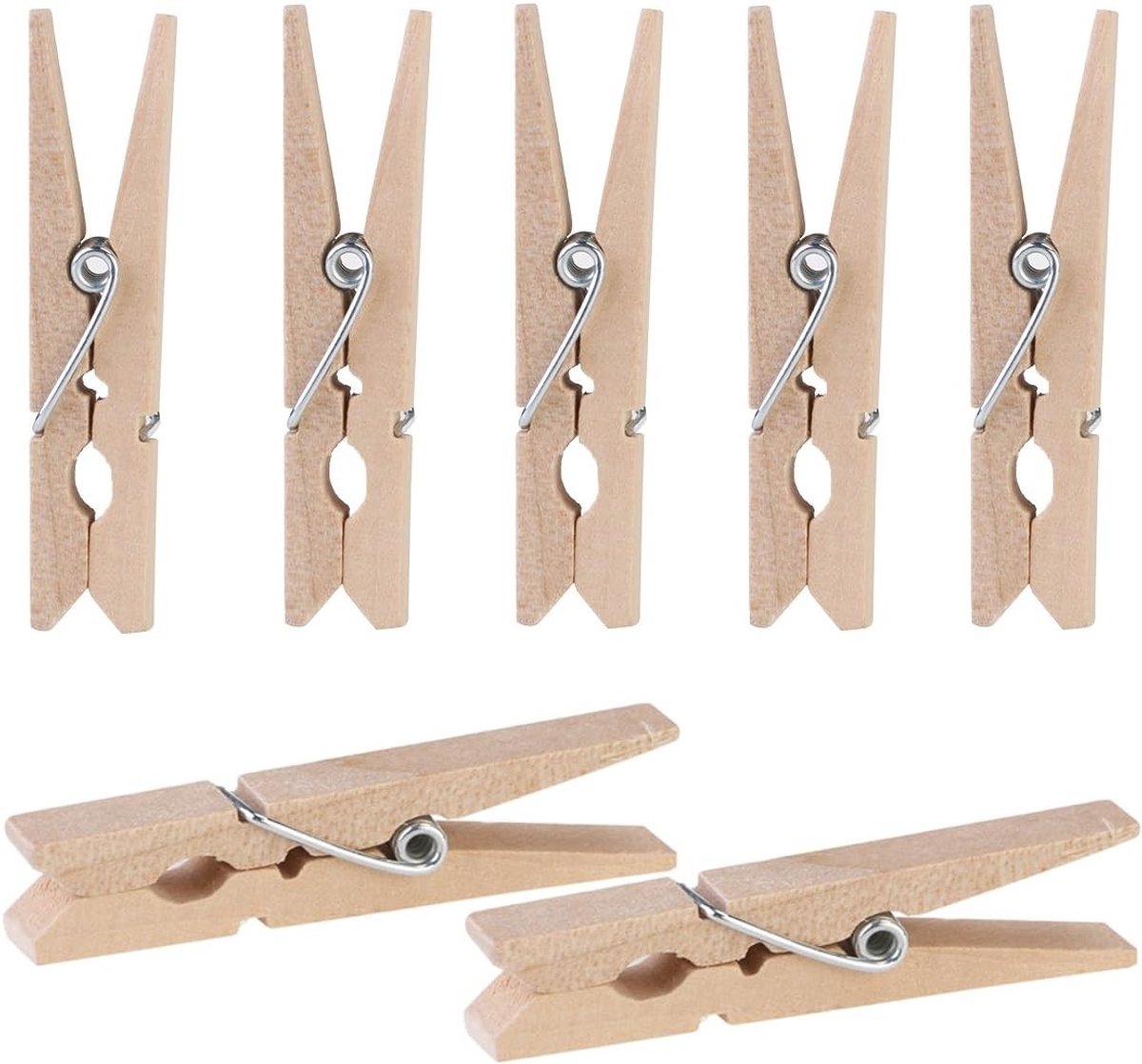 Houten Kledingknijpers Set van 100 Stuks - Mini Decoratieve Kledingknijpers voor Creatieve Klussen en Handwerk