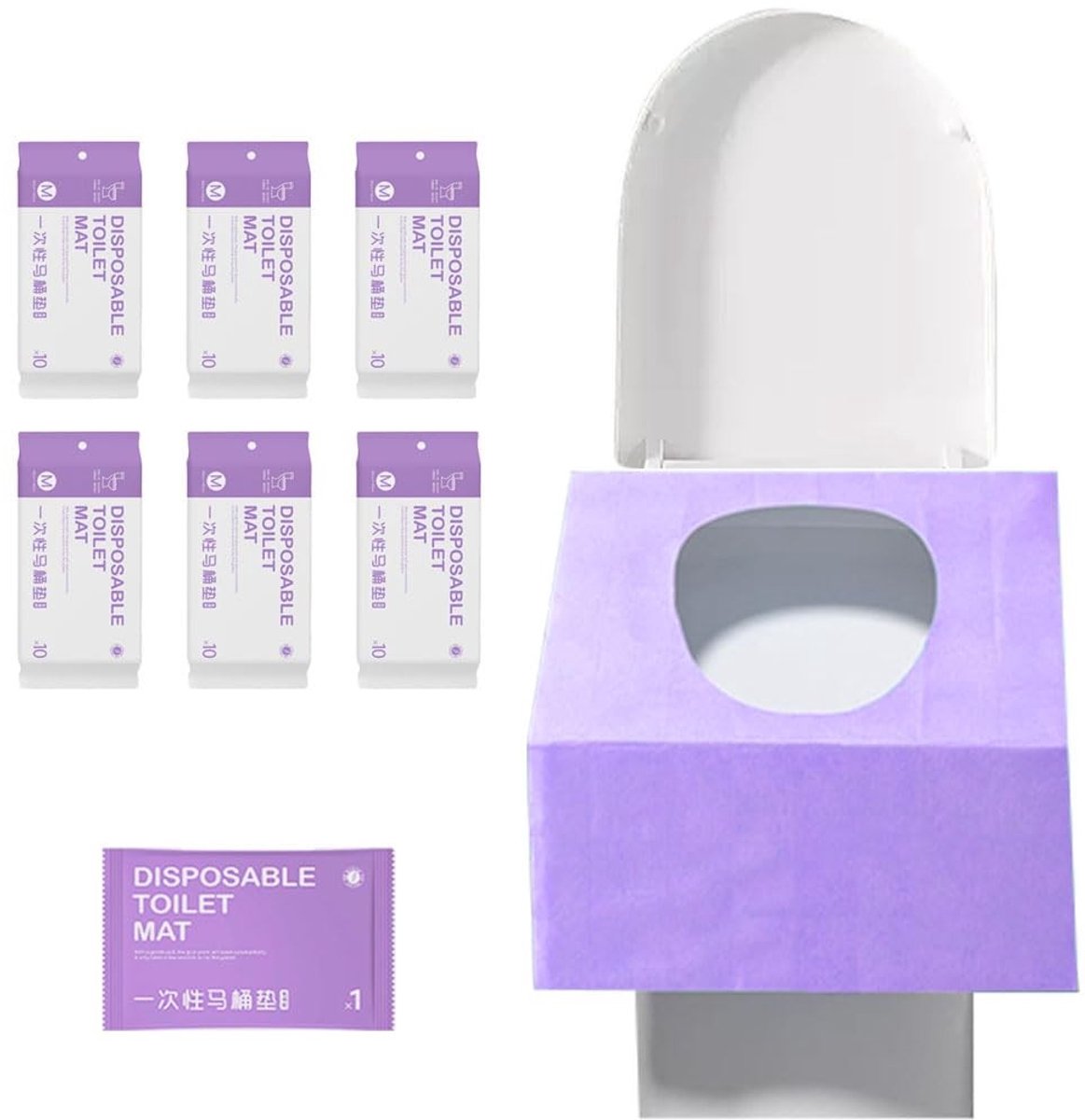 Verwisselbare Toiletbril Covers, 60 Stuks Waterdichte Toiletpapier Pads voor Kinderen en Volwassenen, Ideaal voor Reizen en Openbare Toiletten