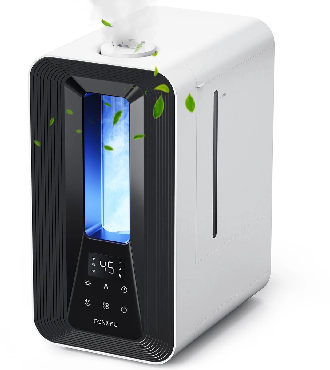 Luchtbevochtiger 5L – Ultrasoon 25 dB – Automatische Luchtvochtigheid – Aroma Diffuser & 24u Timer – Tot 40 m²