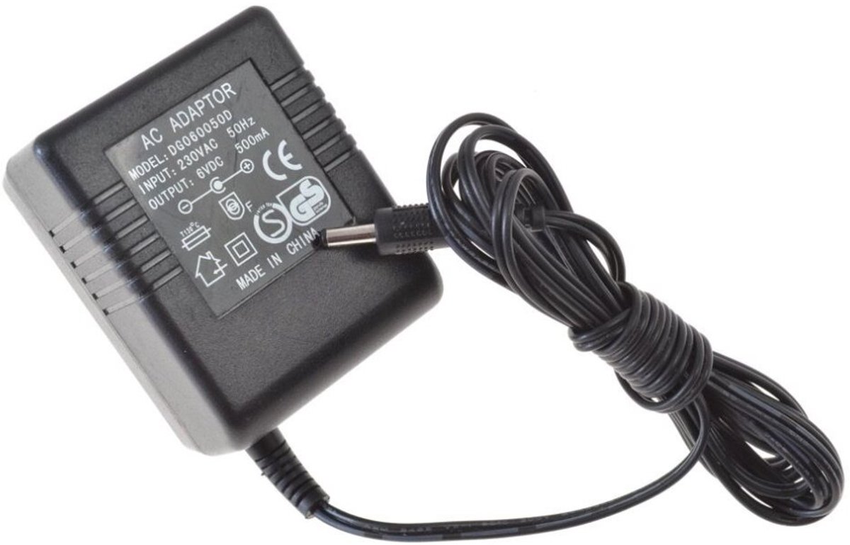 DC Adapter - 6V 0.5A - Ronde Pin (3.4 x 1.3 mm) - 220V AC - DG060050D