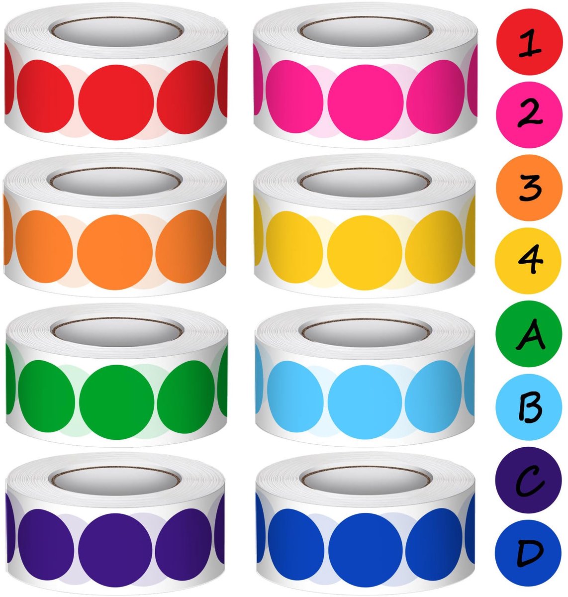 Kleefpunten 20mm - 4000 stuks in 8 kleuren - ronde stickers - ideaal voor knutselen en markeren - ShopVlot