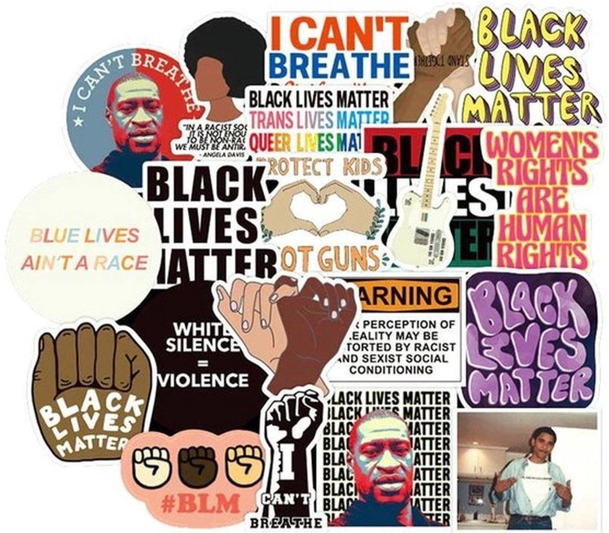 50 Black Lives Matter Stickers – BLM, George Floyd & Antiracisme