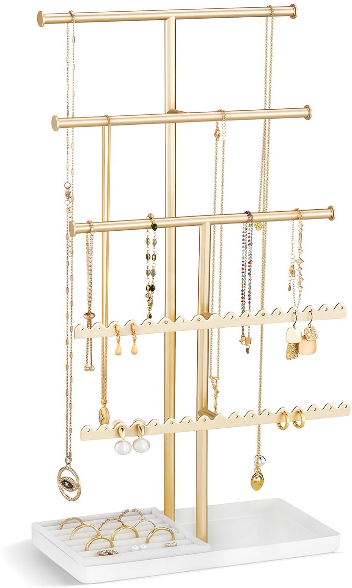 Sieraden organizer 5 lagen - fluwelen ring lade - stevige metalen basis - overzichtelijke opbergoplossing - ShopVlot