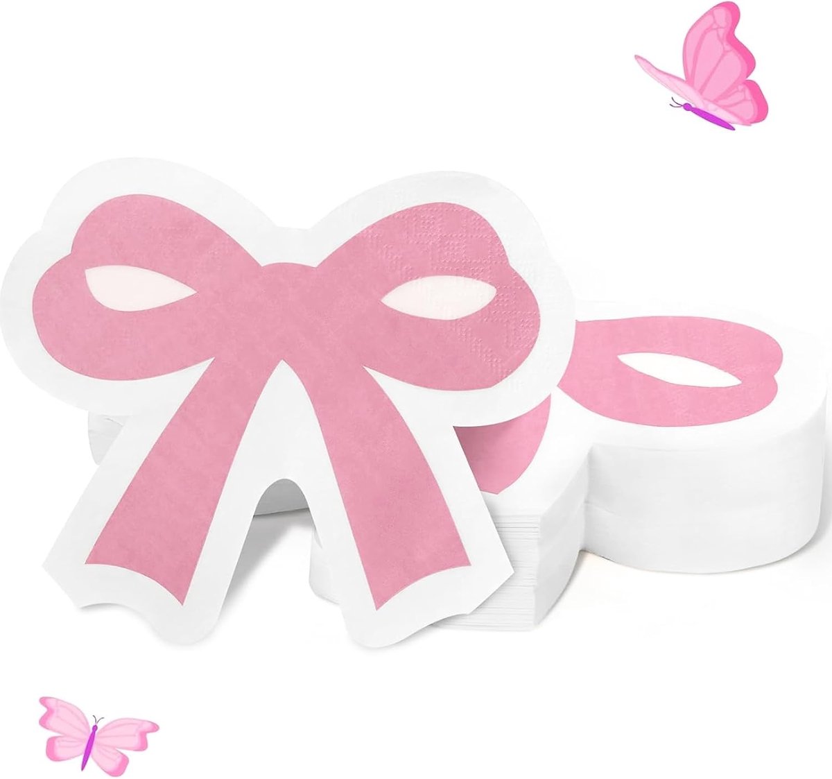 Servetten 33 x 33 cm - roze met strik - verjaardagsdecoratie - perfect voor feestjes - ShopVlot
