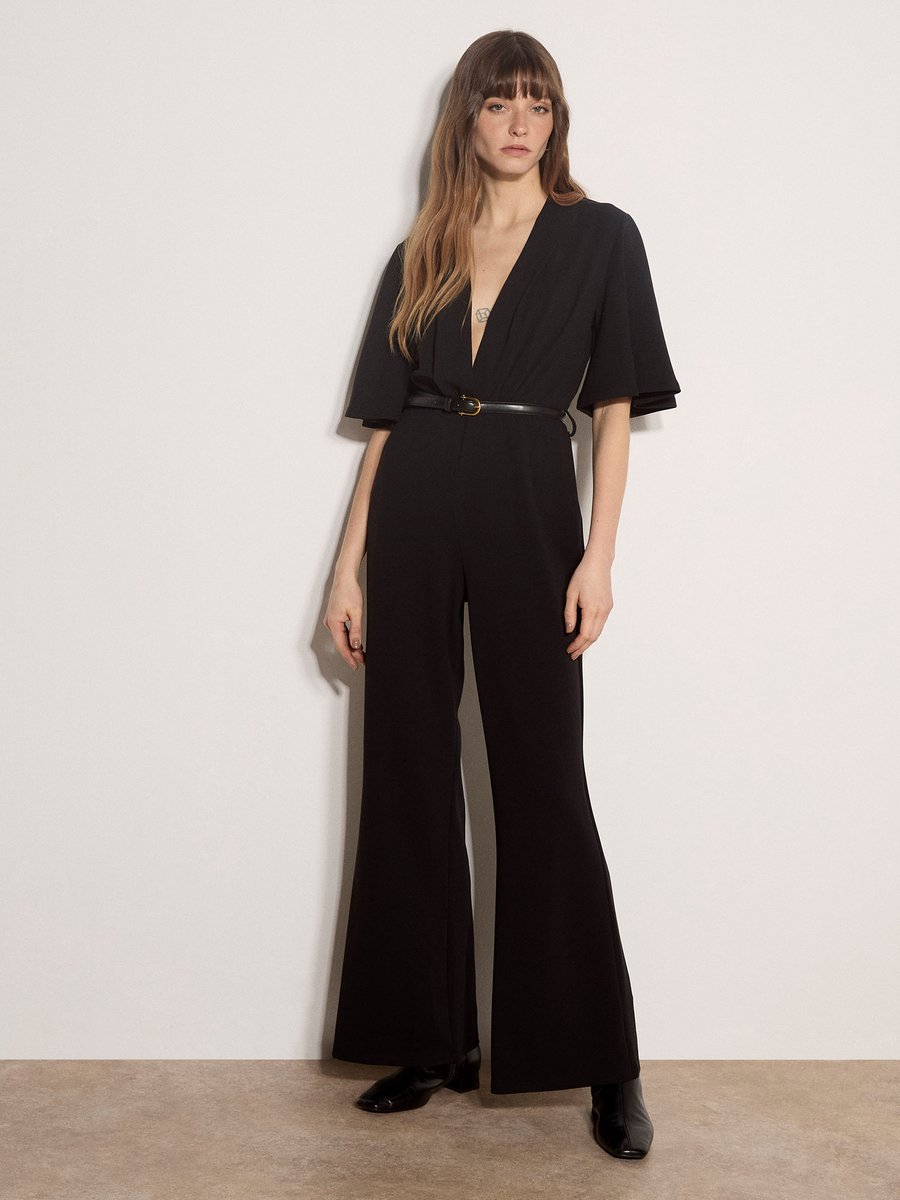 Jumpsuit met rechte pijpen van jerseycrêpe