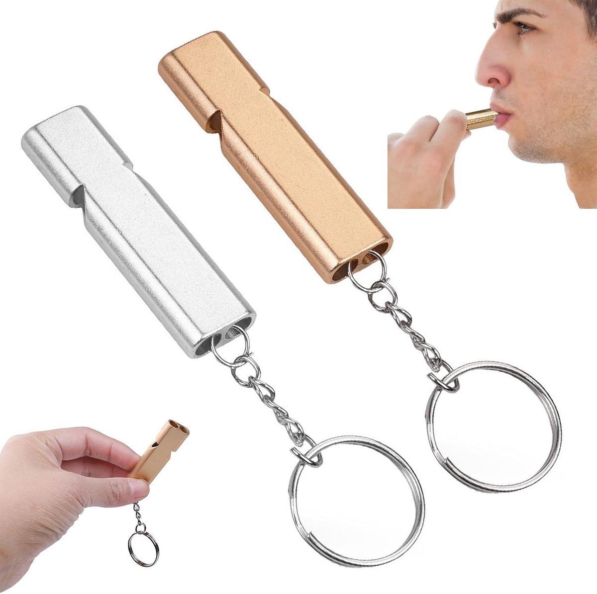 Noodfluitje - Rood - Inclusief Sleutelhanger - Ideaal voor Noodsituaties - Voor Outdoor Activiteiten