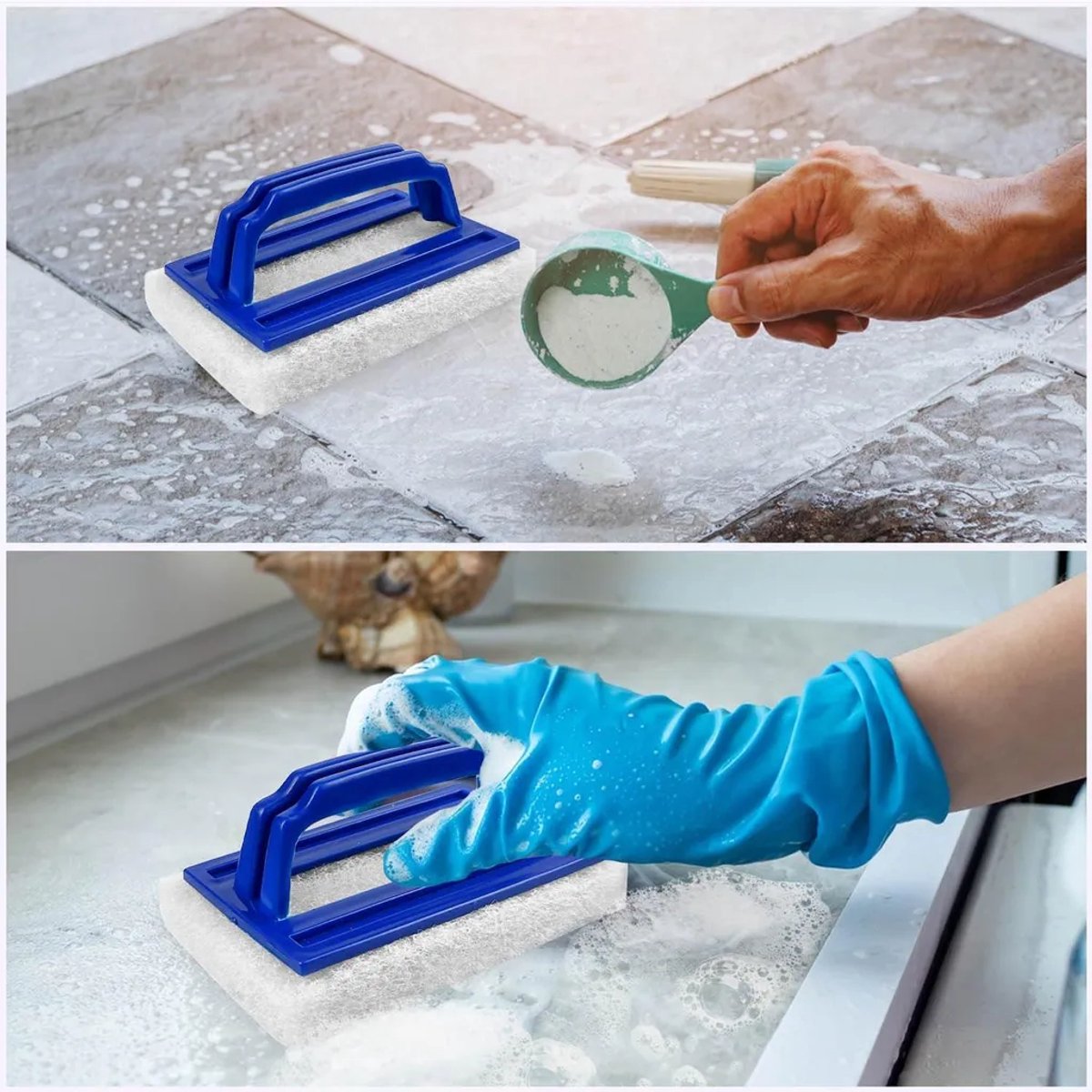Duurzame magische zwembadspons Geschikt voor handvat - 2 stuks Geschikt voor het reinigen van vlekken in kleine zwembaden, jacuzzi's en badkuipen (blauw)