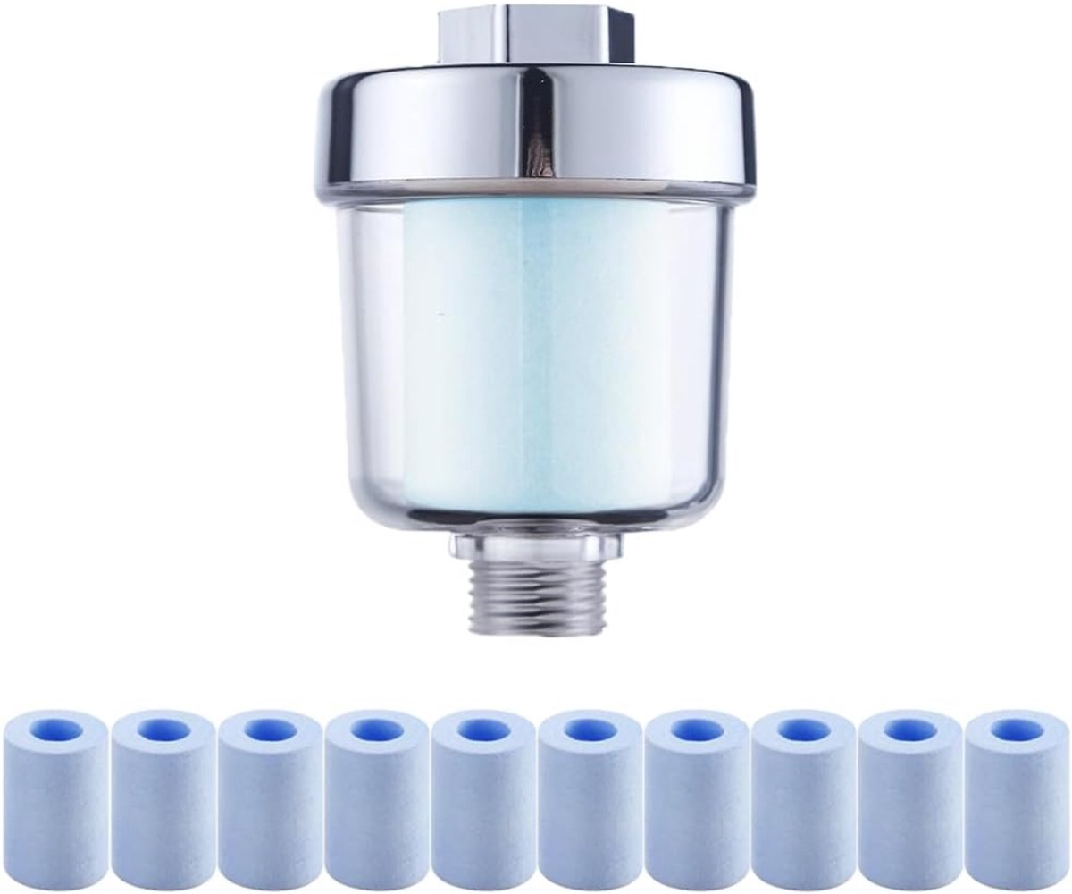 Allvia® Douche Filter - Waterfilter - Douchekop Filter - Zilver + Helder - Zilver - 23cm x 13cm x 8cm