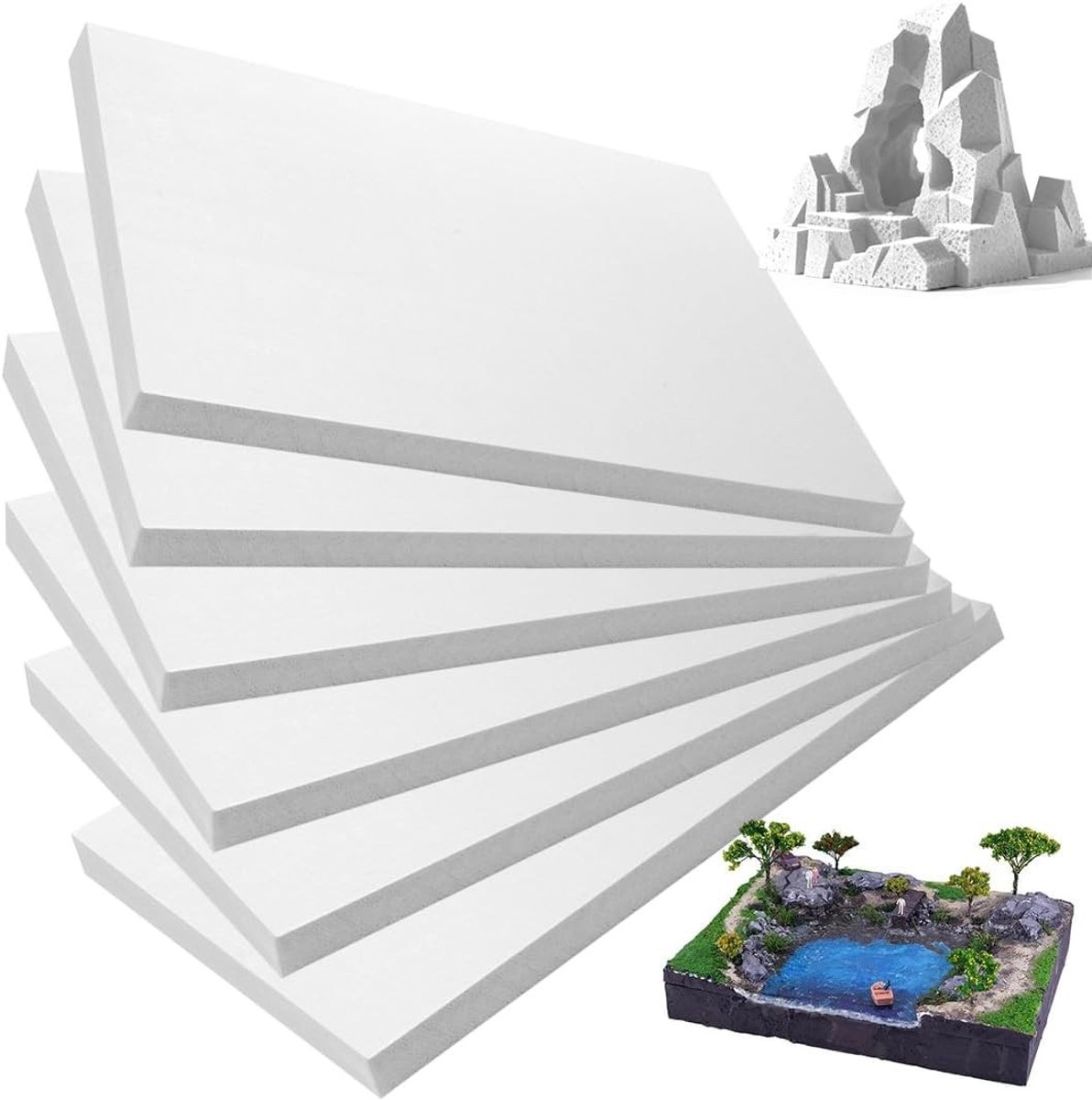Set van 6 Stuks Hard Foam Board 40x30x2CM, Ideaal voor Modelbouw, Decoratie en Creatieve Projecten