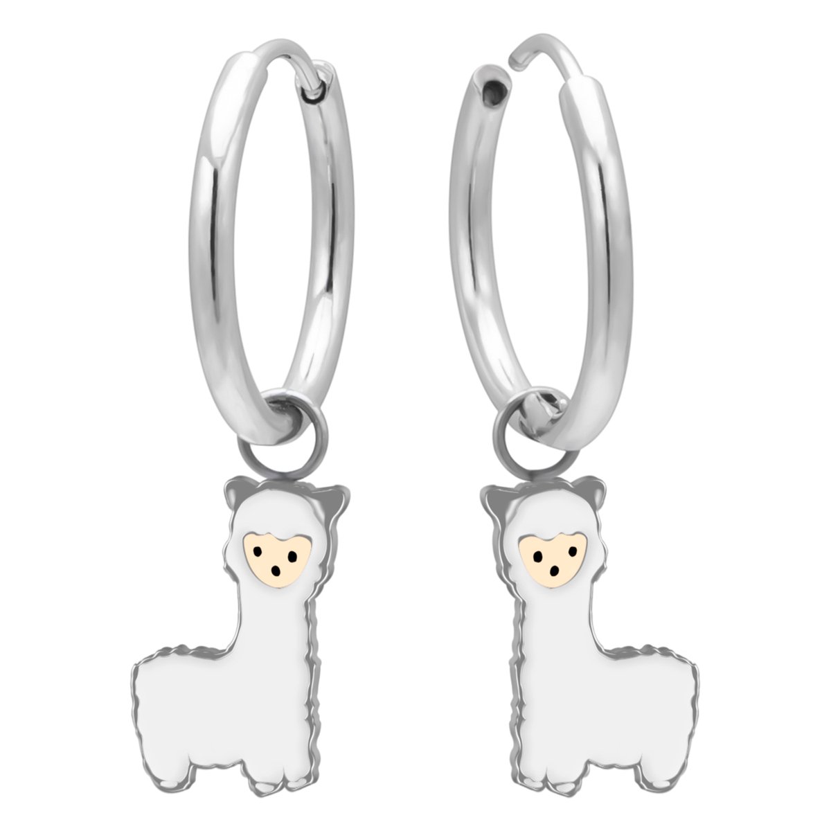 Kinderoorbellen Meisjes – Oorhangers Alpaca – 316L Chirurgisch Staal – Geschikt voor Gevoelige Oren – Oorringen met Hanger 12 mm