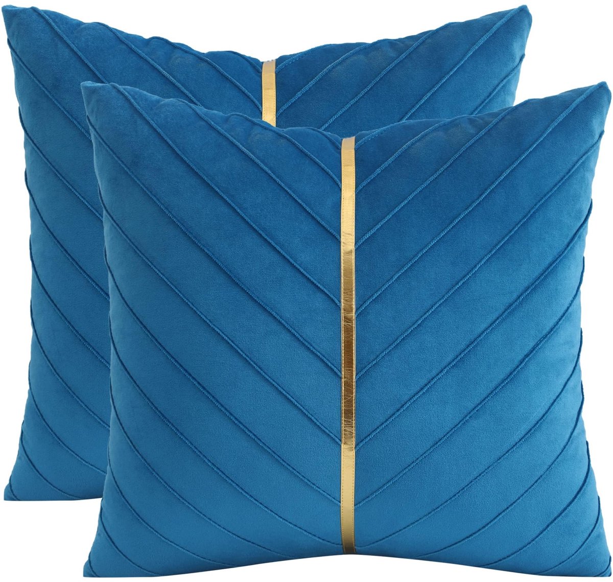 Sierkussenhoezen 45x45 cm - Lake Blue Velvet - Set van 2 - Luxe uitstraling voor woonkamer - ShopVlot