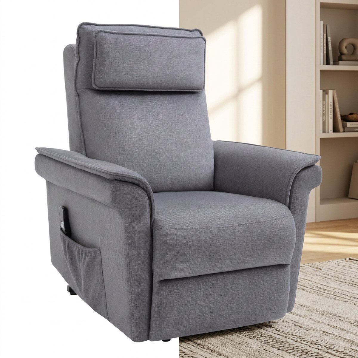 GranMaison Massagestoel - Relaxfauteuil - Zetel - Stof - 1 persoons - Met armleuning - Zeer comfortabel - Elektrisch - Grijs