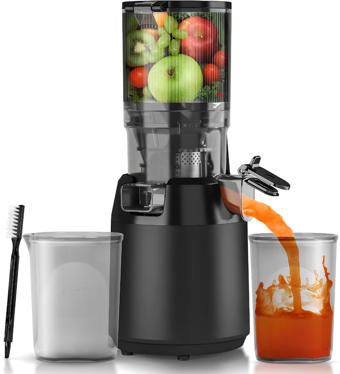 TYR® Slowjuicer - Sapmaker voor Groente & Fruit - Cold Press Juicer - Zwart - 21cm x 20cm x 44cm