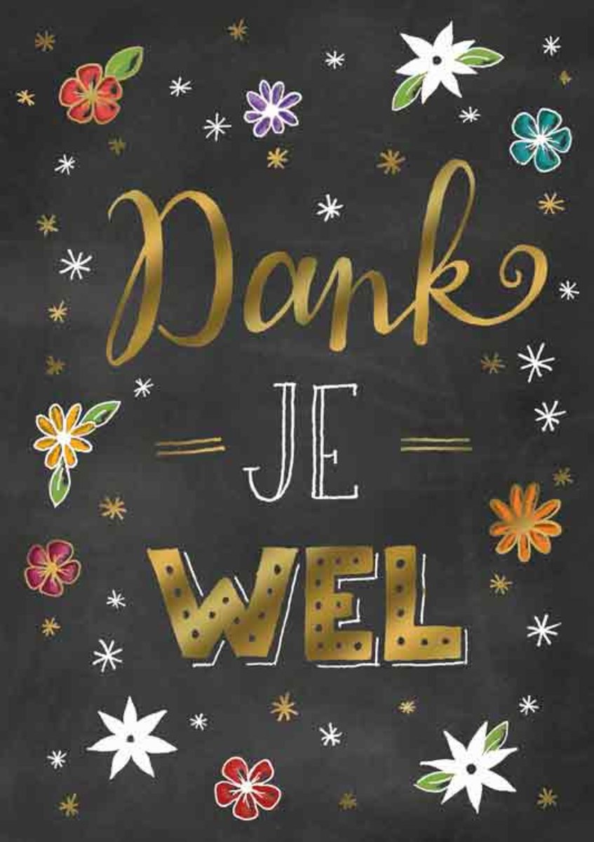 Luxe Wenskaart Bedankt - Wenskaarten - Bedanktkaart - Dank Je Wel - Thanks - Merci - Danke - Serie Sketch'd - Artige - Kaart - 1 Stuks - In Folie - Gratis Verzonden - Hoge Afnamekortingen - 12x17cm