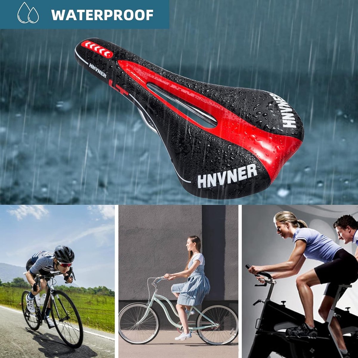 Ergonomisch Fietszadel met Centrale Ontlastingszone, Geheugenfoam en Ademend Ontwerp voor Comfort tijdens Mountainbiken en Fietsen, Geschikt voor Mannen en Vrouwen