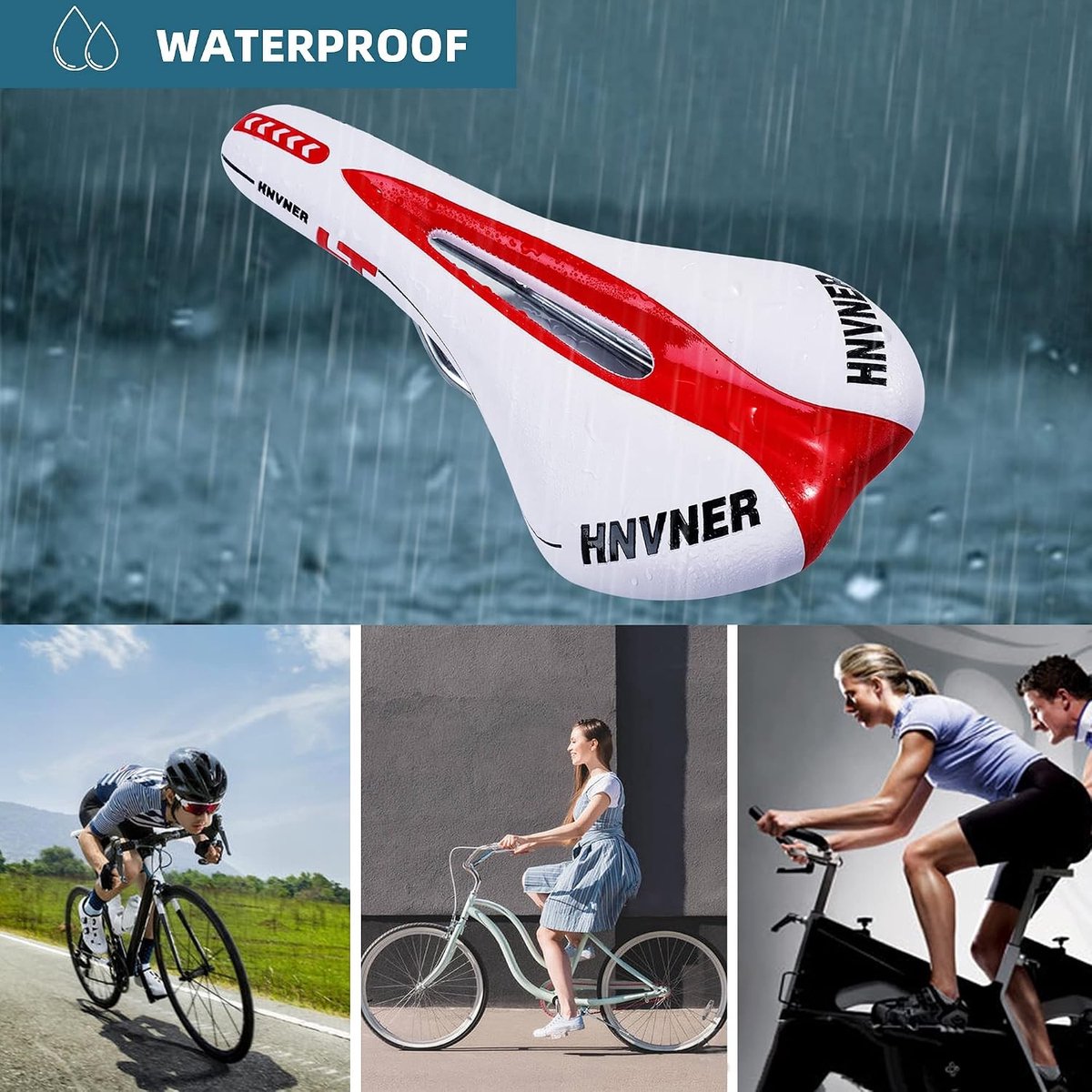 Ergonomisch fietszadel met traagschuim en ademend ontwerp voor mountainbikes, hometrainers en racefietsen, comfortabel en ondersteunend voor dames en heren