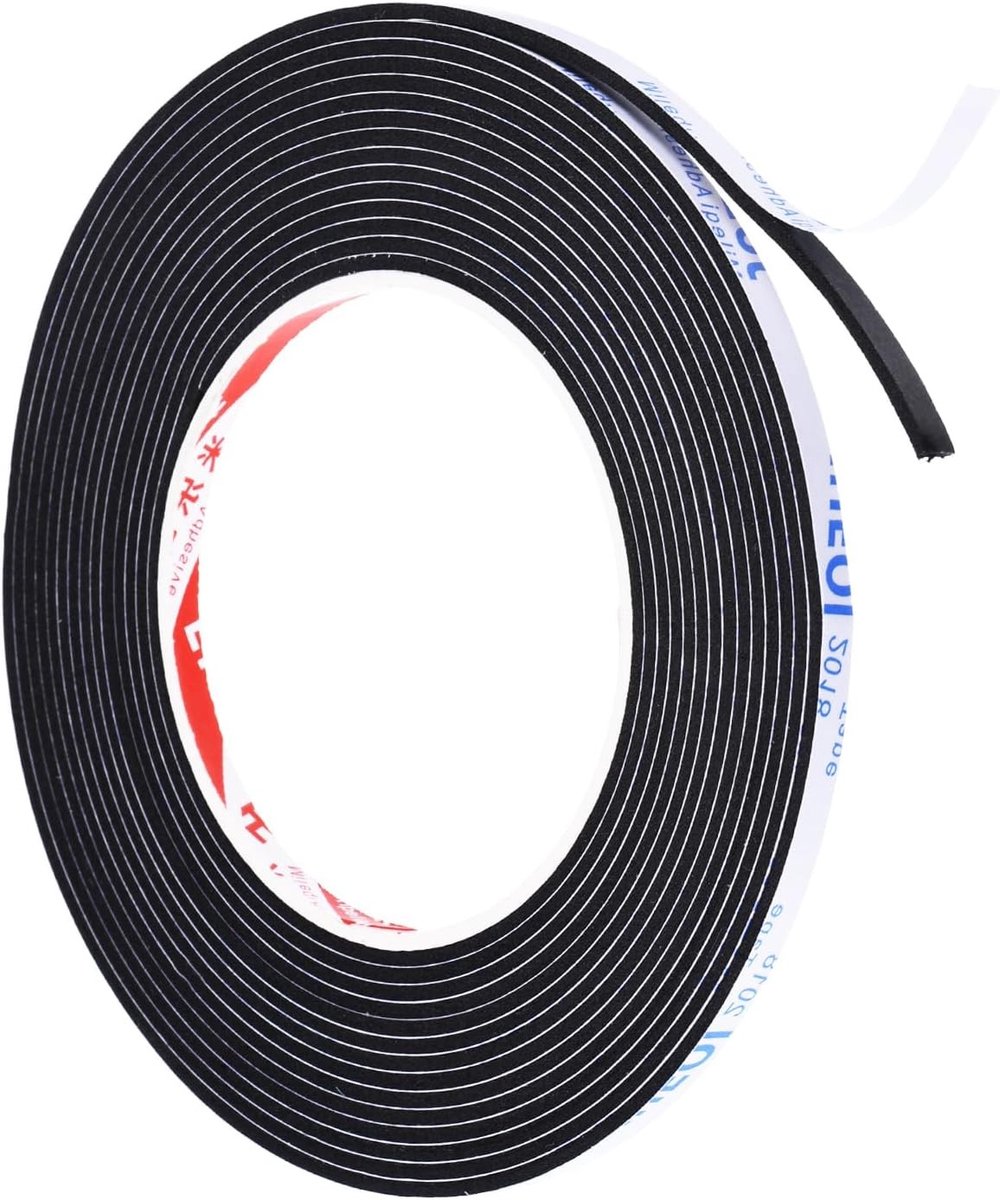 5M Sealing Foam Tape - 5mm Breed, 2mm Dik, Enkele Zijde Isolatie Voor Deur en Raam, Zwart, Voor Weerbestendigheid en Geluidsisolatie