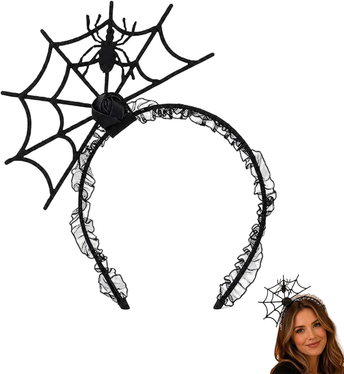 Spookachtige haarband met spinnenweb en spinnen voor Halloween, perfect voor feestjes en kostuums