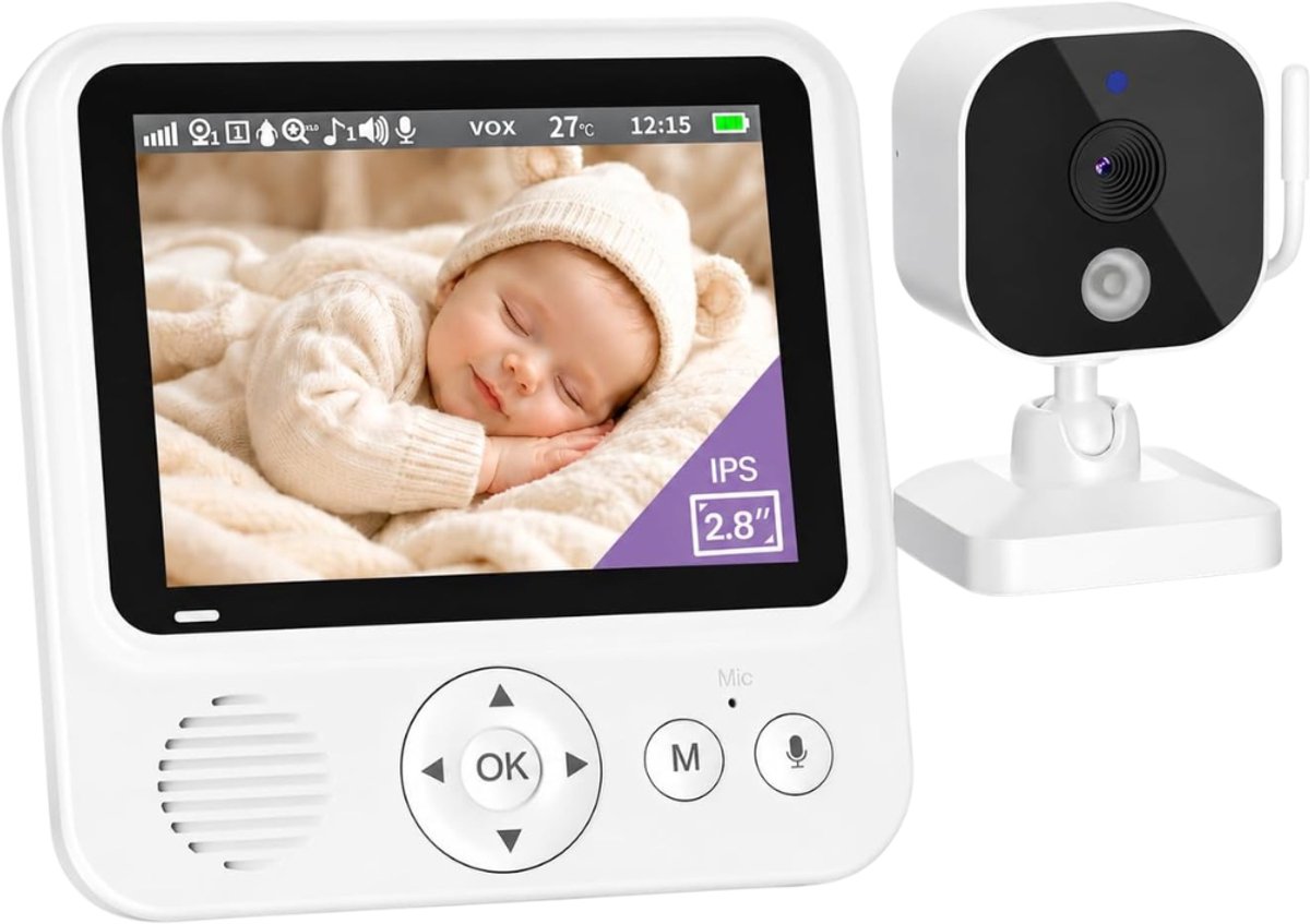 Verte Babyfoon met Camera - 2,8 Inch - Zonder Wifi-Camera - HD - Nachtzicht - Plug-And-Play