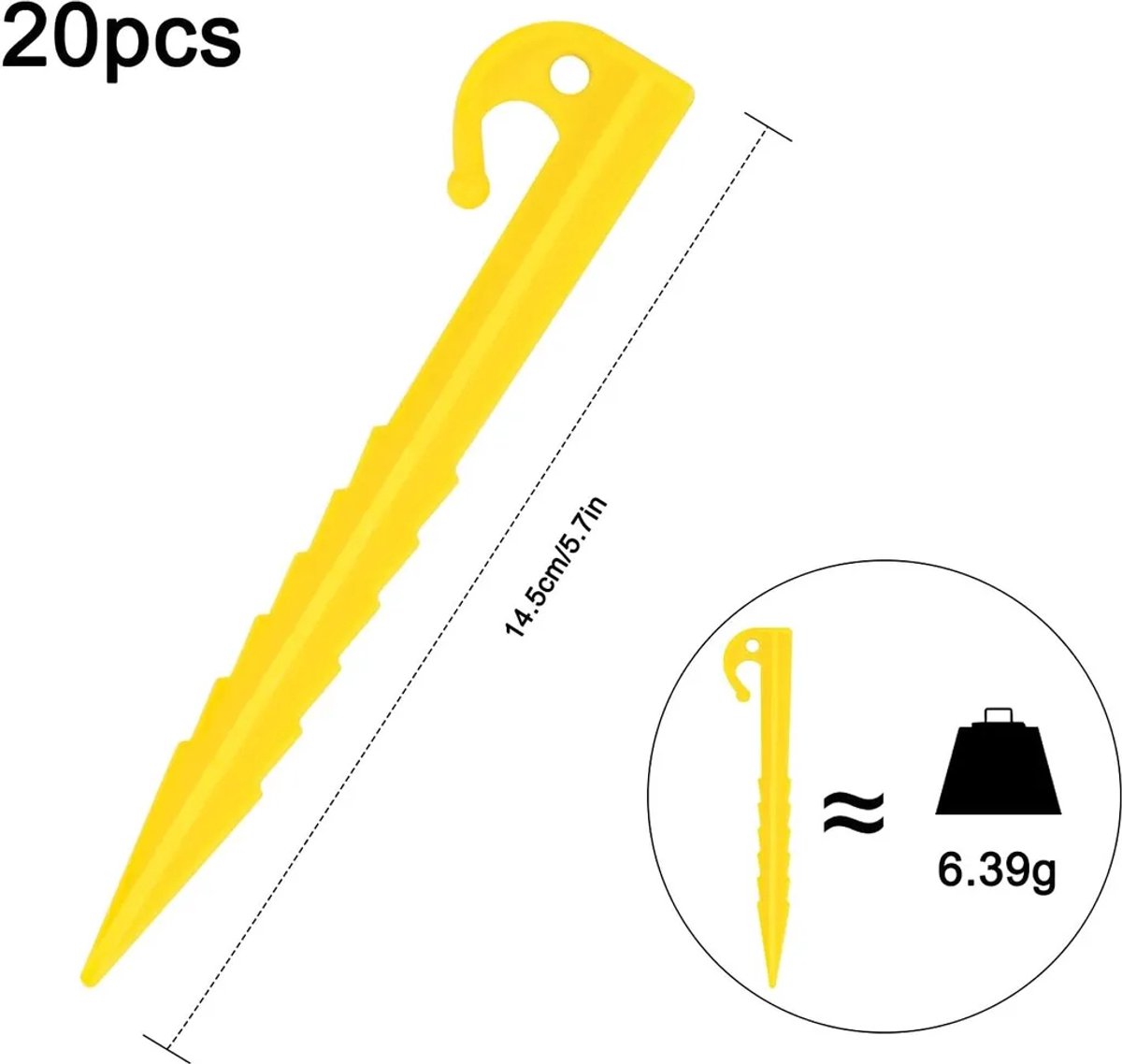 20 plastic tentharingen, 14,5 cm lange plastic tentharingen, stevige en duurzame tentharingen Geschikt voor kamperen, grondpinnen, spiraalvormige tentharingen, Geschikt voor tenten, kamperen, luifels en tuinen.