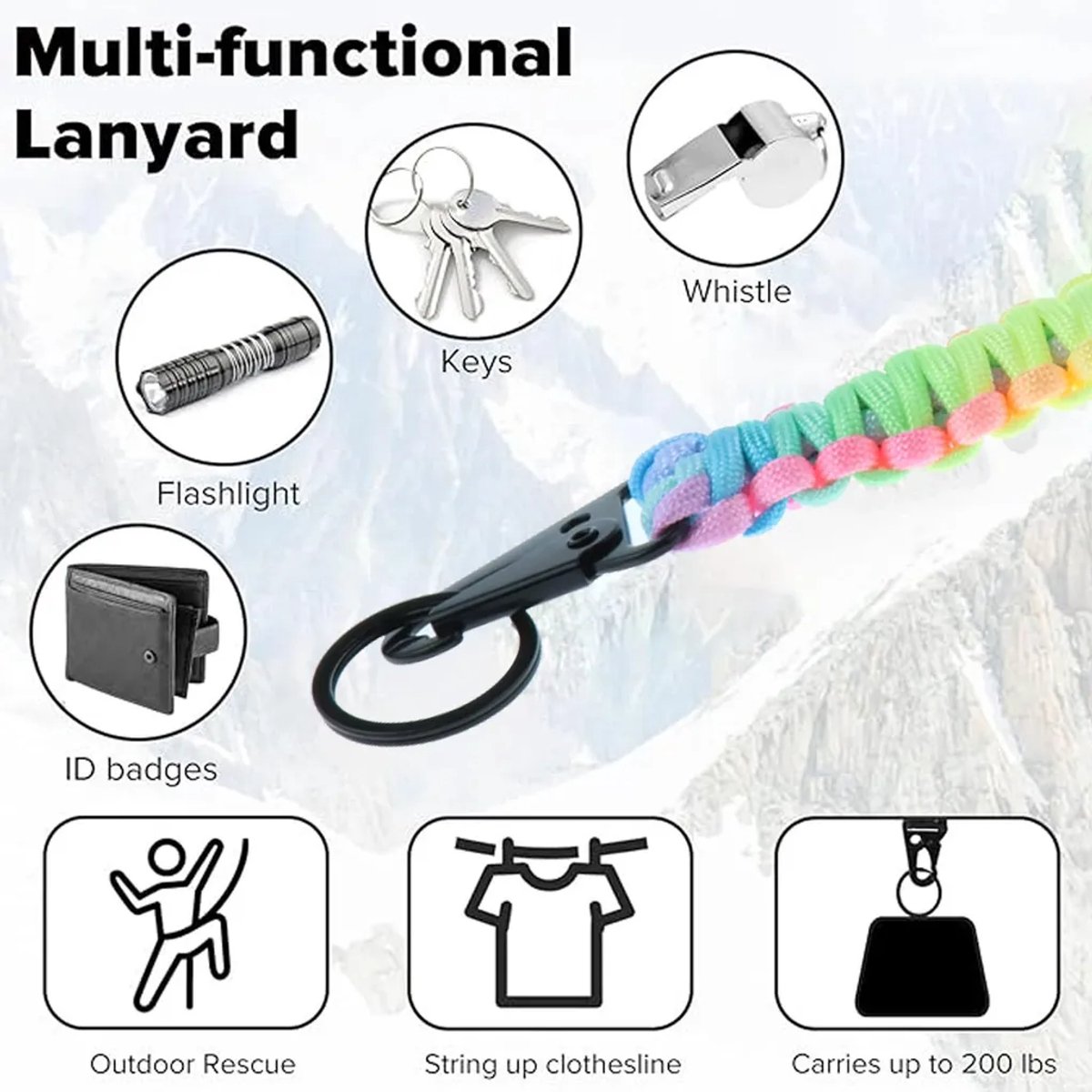 Paracord sleutelkoorden, schouderbanden, lange leren schouderbanden, lange paracord armbanden, paracord sleutelhangers, paracord armbanden, sleutelhangers Geschikt voor sleutels en identiteitskaarten.