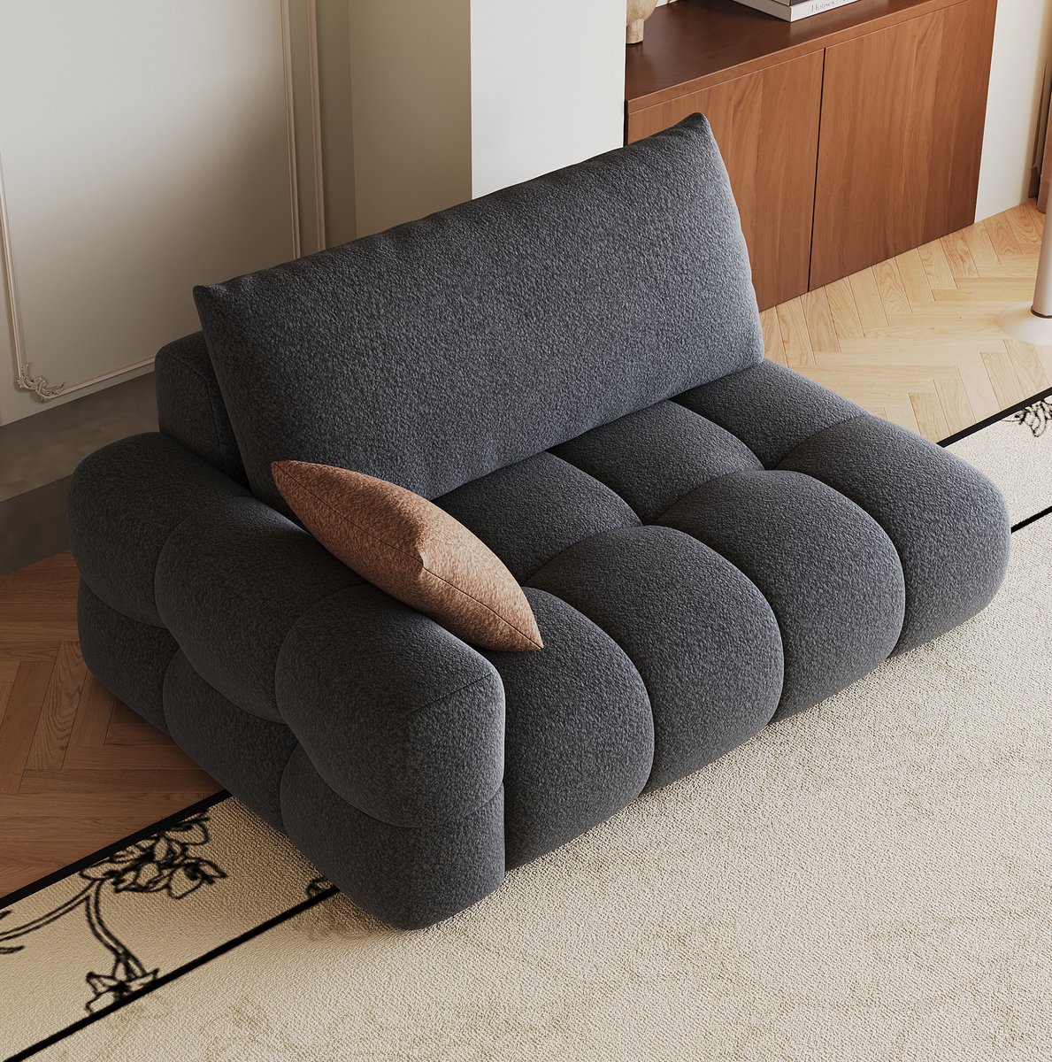 MODENUIT Hoekbank 2-Zitsbank - Bank Met Chaise Longue Links - Voor Woonkamer En Slaapkamer - Stof - Donkergrijs