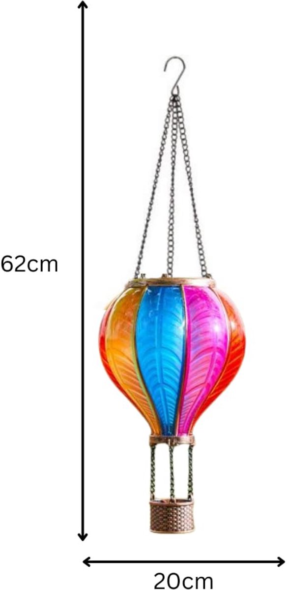 Tuinlamp op zonne-energie - grote regenboog heteluchtballon - realistische vlammende LED-verlichting - ShopVlot