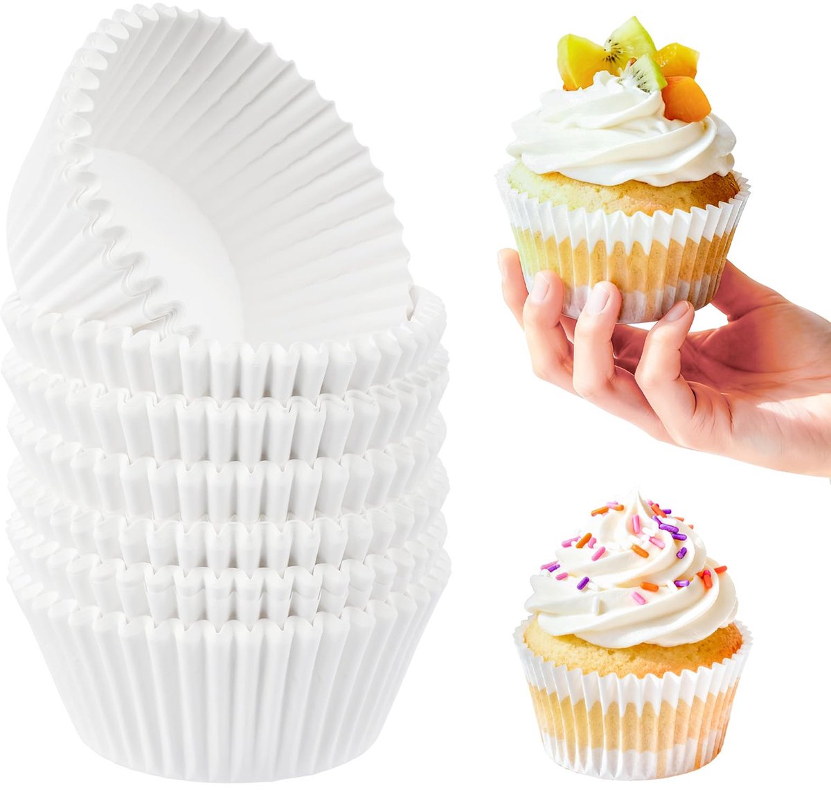 Muffinvormpjes 200 stuks - papier wit - anti-aanbak - ideaal voor mini muffins - ShopVlot