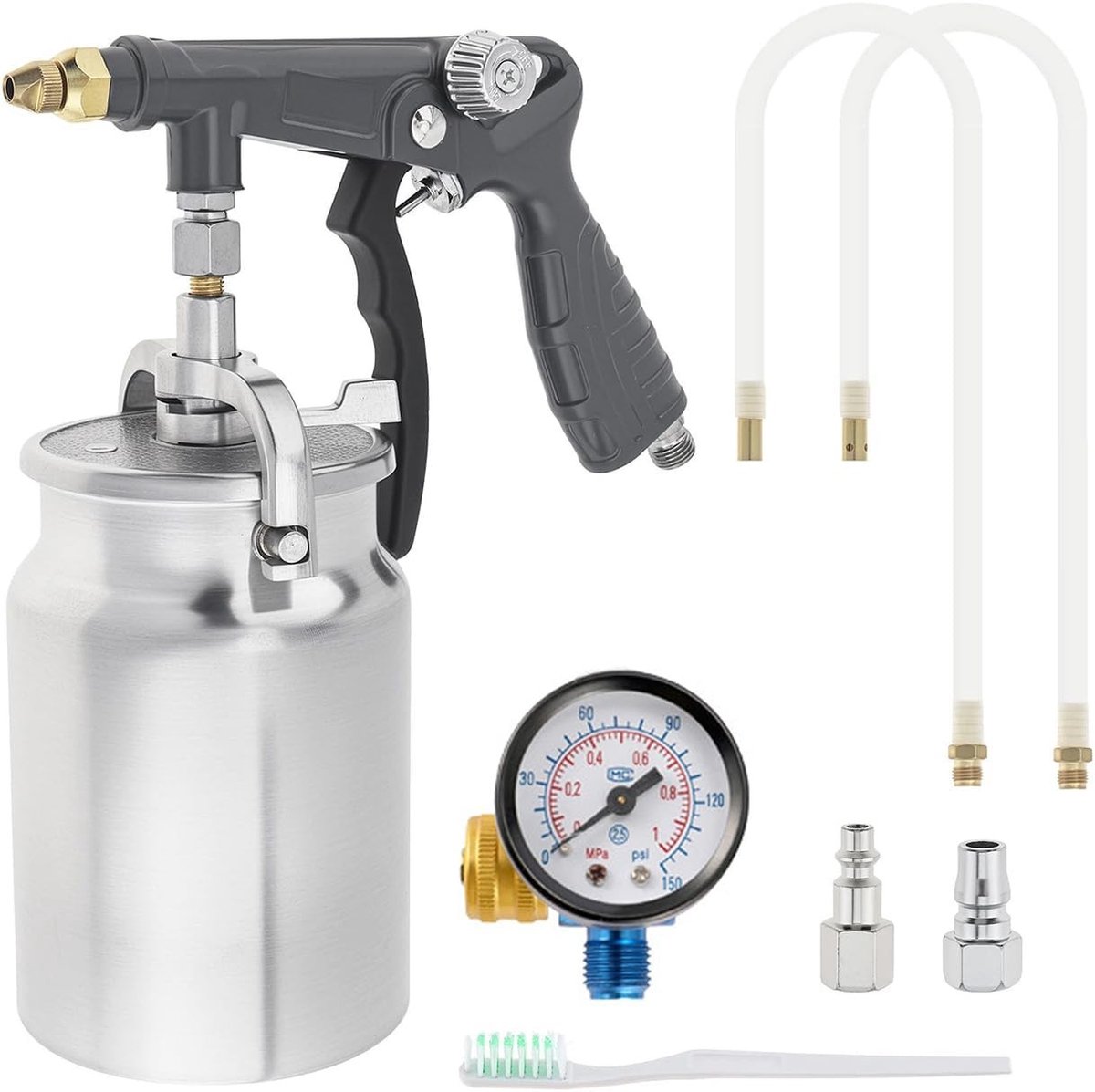 Set met spuitpistool voor ondervloer van auto's, 1000 cc aluminium beker en 360° spray voor vrachtwagenframe en bescherming