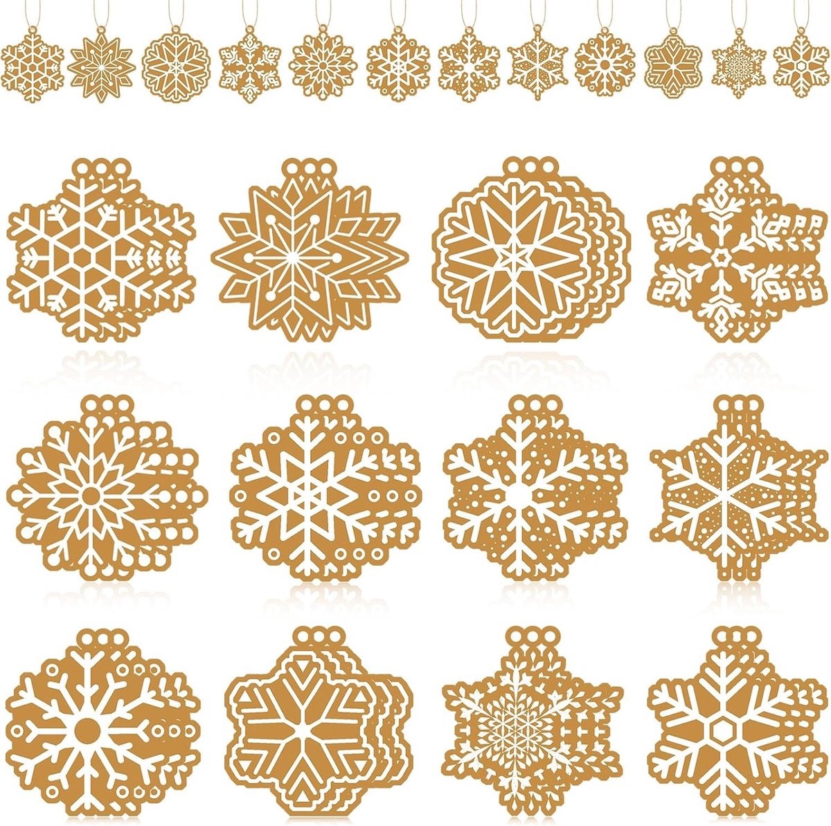 Houten sneeuwvlok ornamenten voor kerst, 36 stuks, kerstboom versiering, winterse decoratie voor feesten en thuis