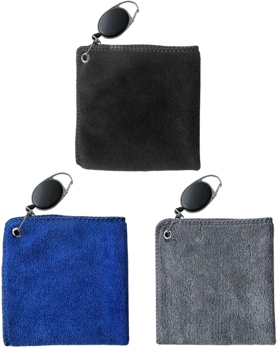 Set van 3 Sneldrogende Sporthanddoeken met Telecopische Gesp, Ideaal voor Golf en Cadeaus
