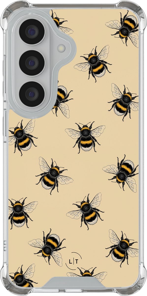 Shockproof hoesje - Geschikt voor Samsung Galaxy S26 - Bijen print - Extra sterke case - TPU/polycarbonaat - Print / Illustratie - Geel, Transparant