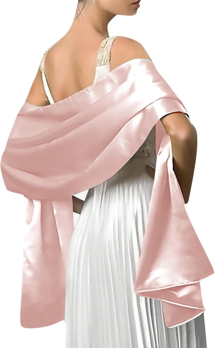 Elegante Satijnen Chiffon Avond Sjaals voor Bruiloften en Feestjes - Lichtgewicht Wraps en Stolen in Roze voor Dames, Perfect voor Bruidsmeisjes en Prom