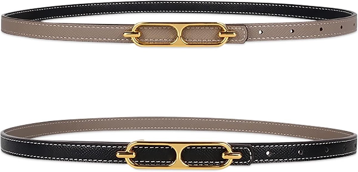 Dunne Leren Riem voor Dames, Verstelbare Reversible Riem voor Taille, Geschikt voor Jeans en Jurken