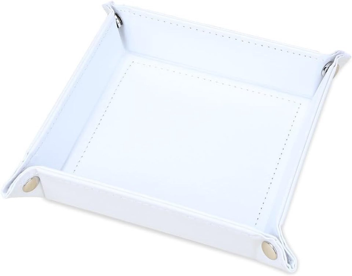 Lege opbergbox van PU-leer voor sleutels, sieraden en bureau-organisatie, multifunctionele opbergbak voor mobiele telefoons en accessoires