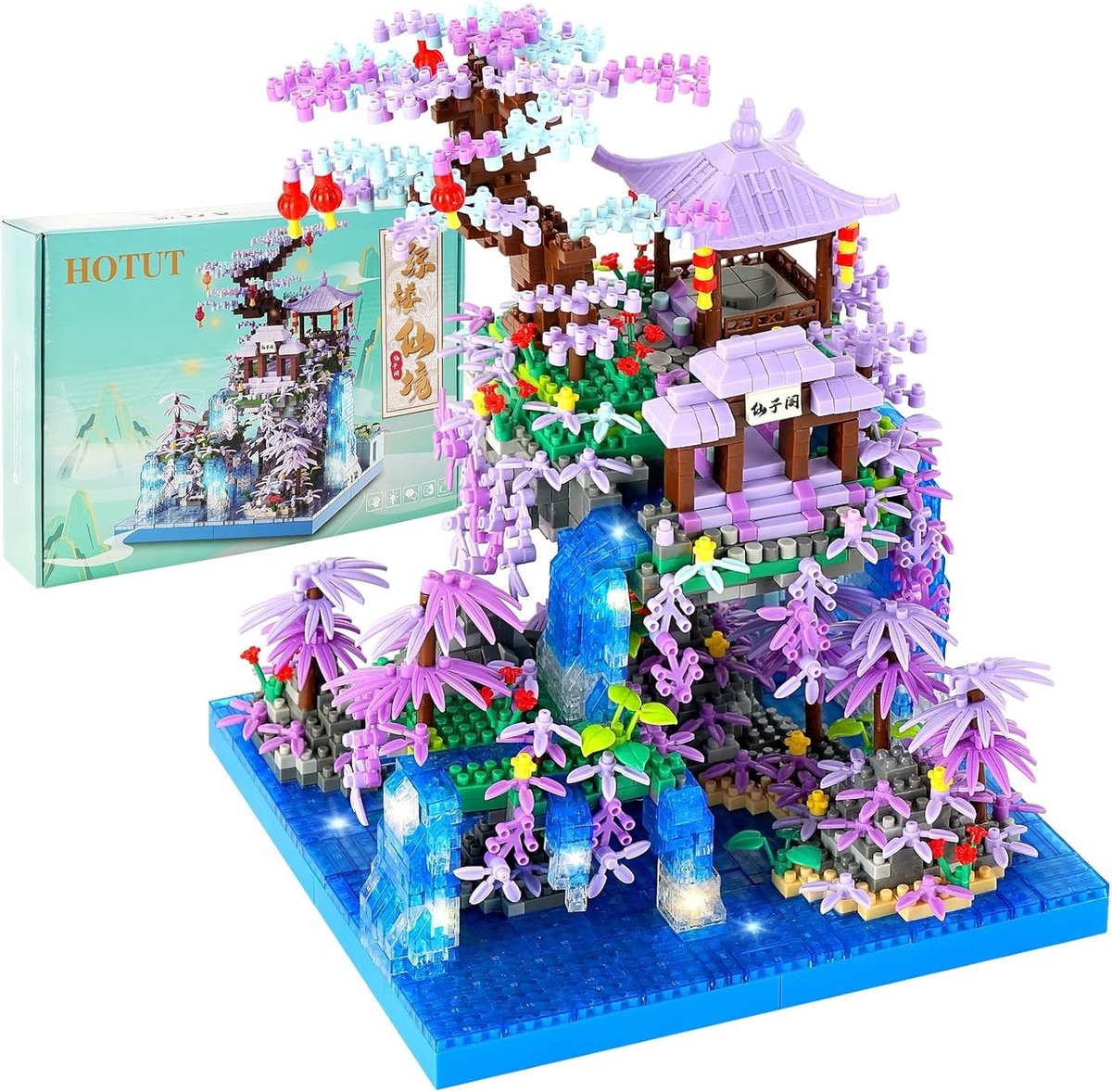 Micro Bouwset 2436 Onderdelen – Japanse Kersenbloesem Huis Architectuur met LED, Creatieve Bouwblokken Set voor Kinderen en Volwassenen