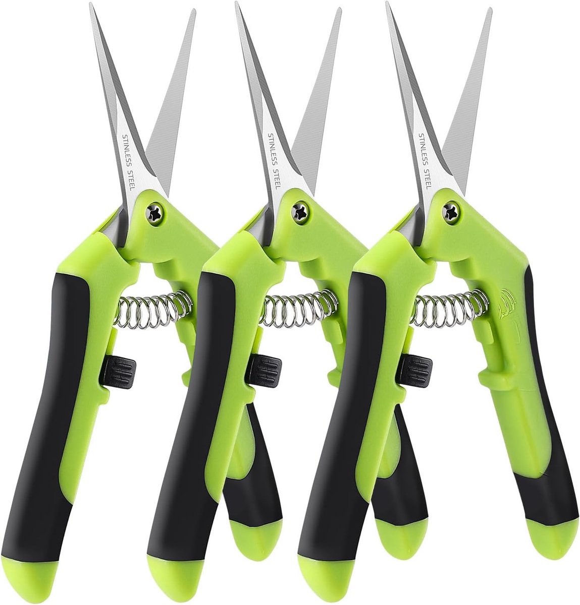 Set van 3 tuinscharen van 16,5 cm - Precisie snoeischaren met rechte roestvrijstalen messen voor tuinonderhoud, bloemen en planten snoeien.