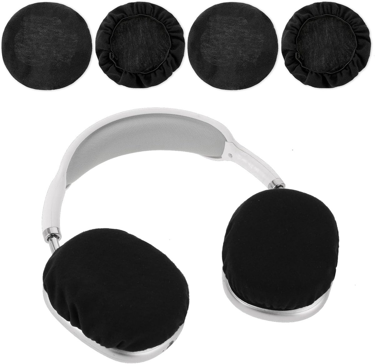 Set van 4 Wasbare Hoofdtelefoonhoezen van Rekbaar Gebreid Stof, Geschikt voor Oorkussens van 9 tot 11 cm, Bescherming en Comfort voor Hoofdtelefoons