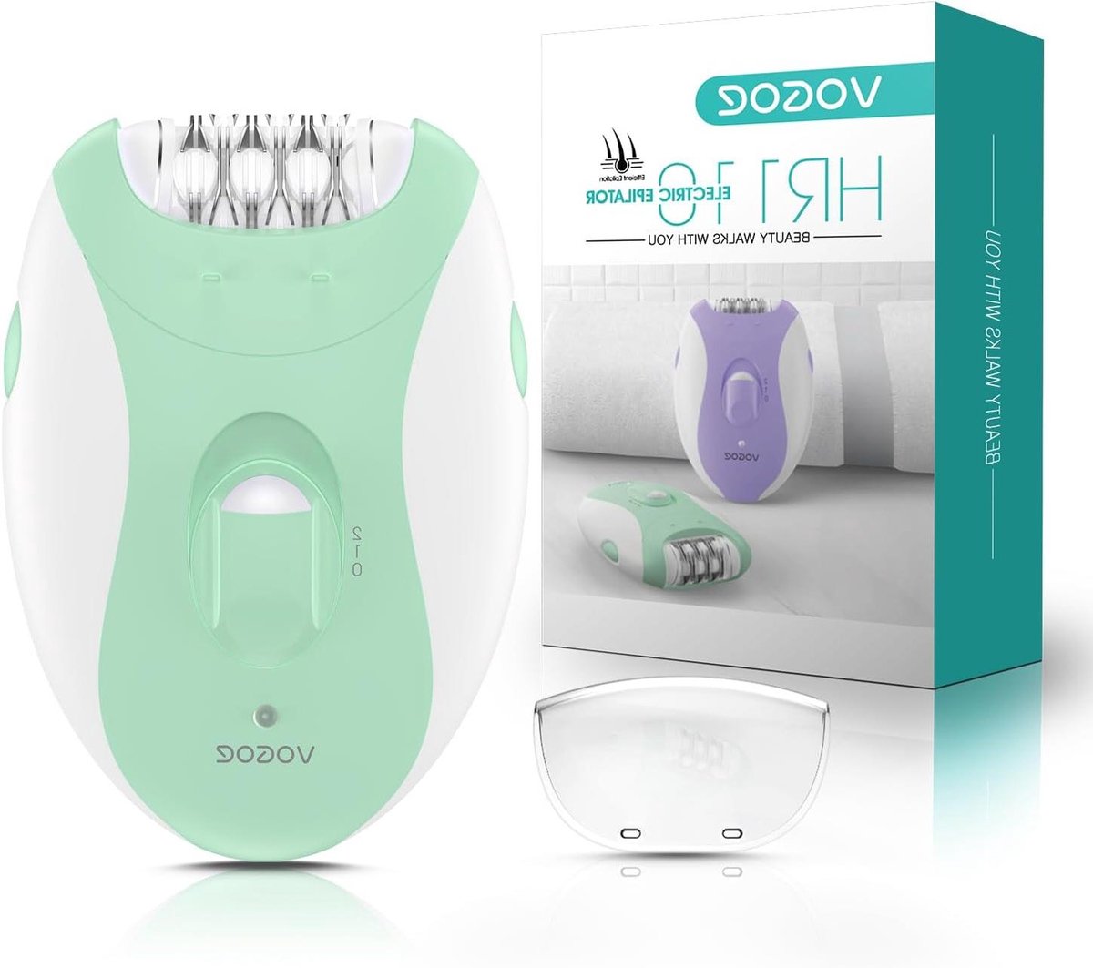 Epilator voor vrouwen - Ontharingsapparaat - Gladde huid - 21 pincetten LED-licht - 2 snelheden - Lichtgroen