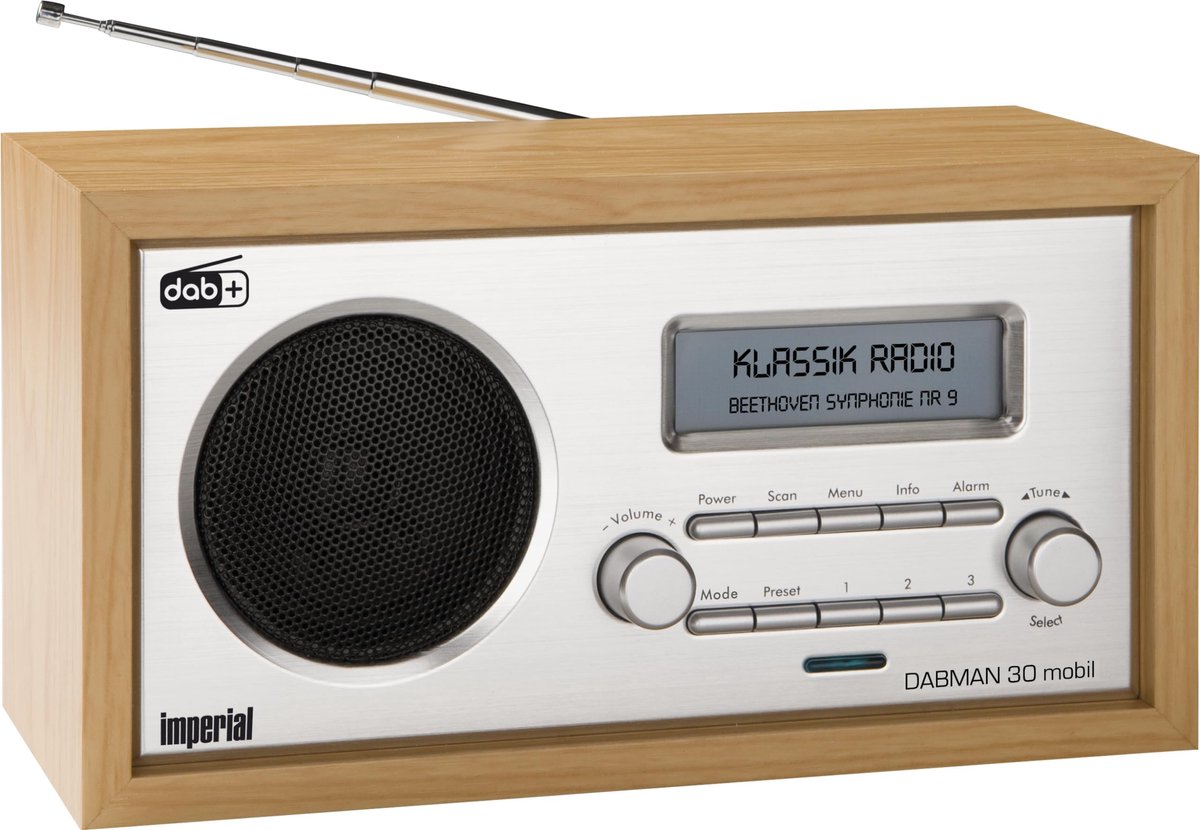 Mobiele DAB+ digitale radio - Draagbaar, beuken - Accu, Bluetooth 5.1 - Geniet overal van muziek - ShopVlot