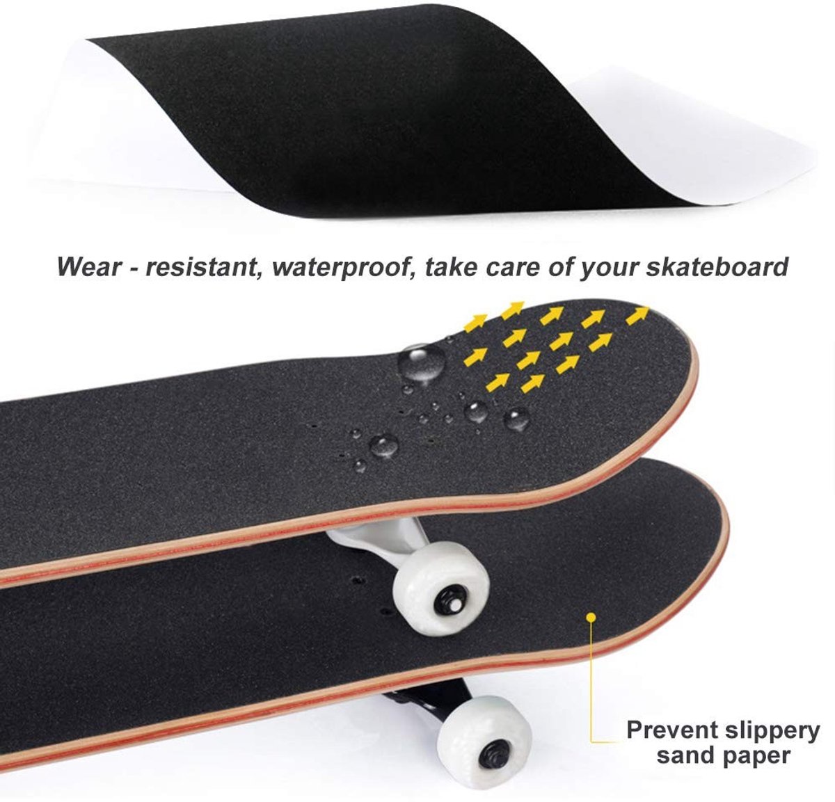 Professionele Anti-Slip Skateboard Grip Tape voor Longboard en Rollerboard - Perforated Sandpaper Sheet zonder Bellen, Ideaal voor Stairs en Pedalen (Zwart)