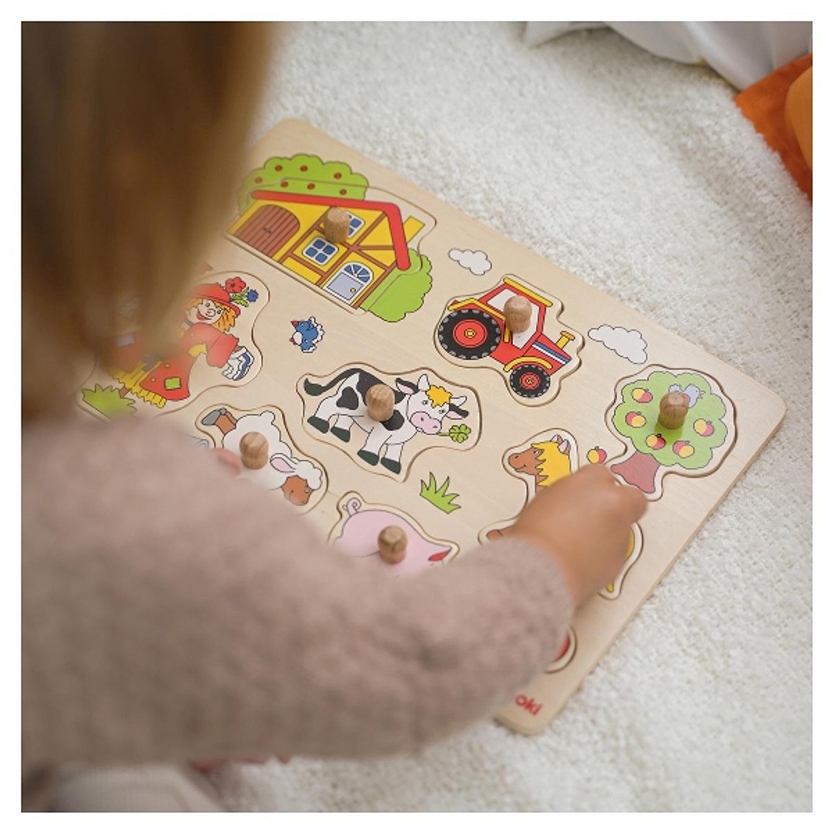 GOKI Steekpuzzel - Boerderij - 9 Delen - 30X21X2,4Cm - Hout - 2 Jaar — afbeelding 3