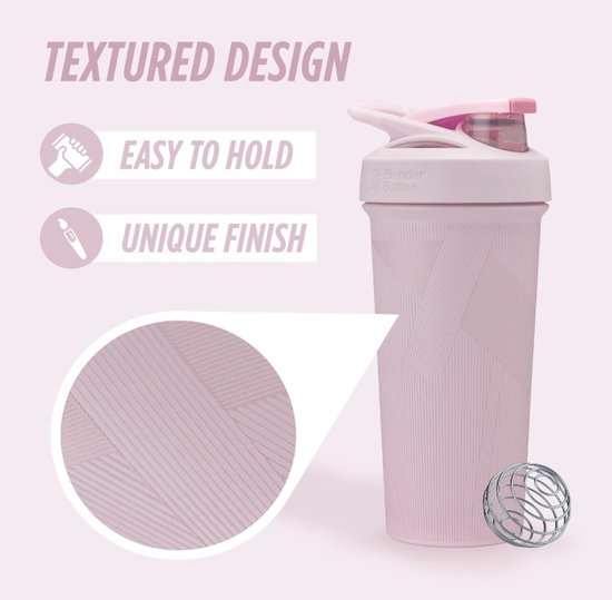 BlenderBottle Sport Sleek Stainless Steel Shaker 740 ml (Pink Stripes) - Geïsoleerde RVS Proteïne Shaker met BlenderBall - Lekvrij & BPA-vrij — afbeelding 4