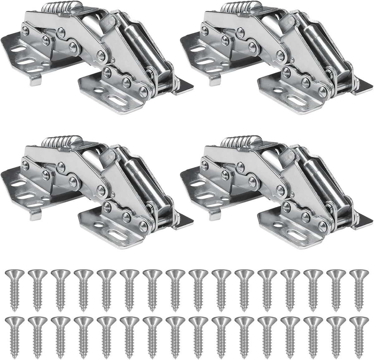 Set van 4 zachte sluitingen met 90° scharnieren, 89 x 59 x 29 mm, voor zware belasting, ideaal voor kasten en meubels, inclusief 32 schroeven en hydraulische demping