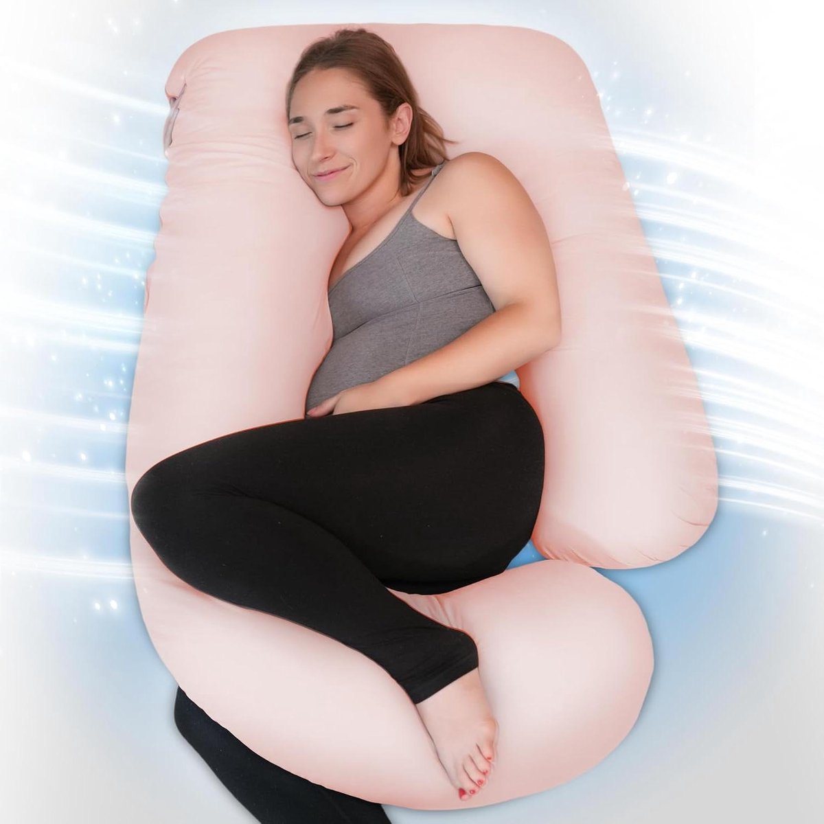 Zwangerschapskussen - Lichaamskussen Steunkussen - Comfortabel Slapen - Koelende Stof - 57 inch - Zijdeachtig Roze